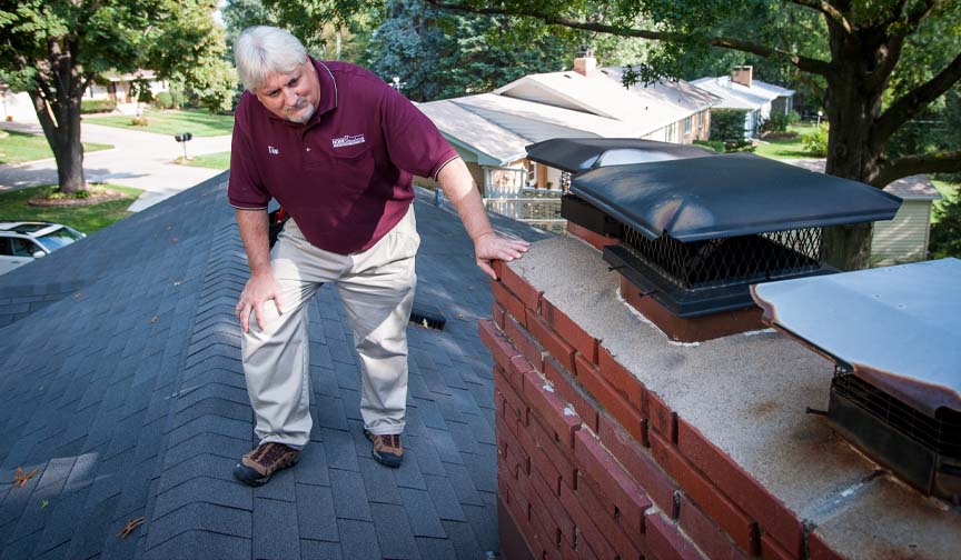 Tim Checking Chimney Sellers Inspections