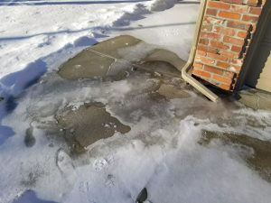 Ice around downspouts Downspouts that Drain onto Sidewalks- Steve Vacha